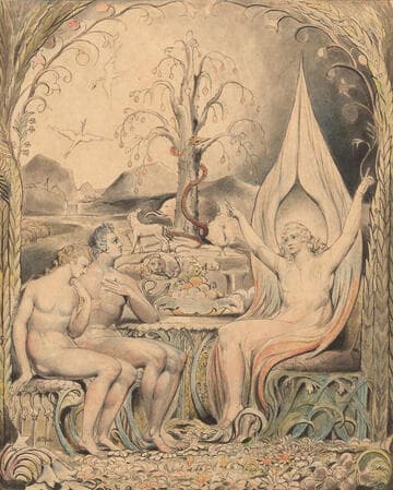 Illustration 6 to Milton's "Paradise Lost": Raphael Warns Adam and Eve