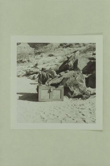 Disney filming of "The Colorado River Story."  John Beal as Major Powell.  Jim Drury as Walter Powell.  Colorado River above Moab