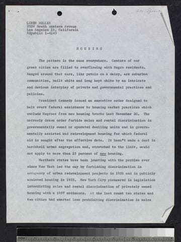 Speech: "Housing"