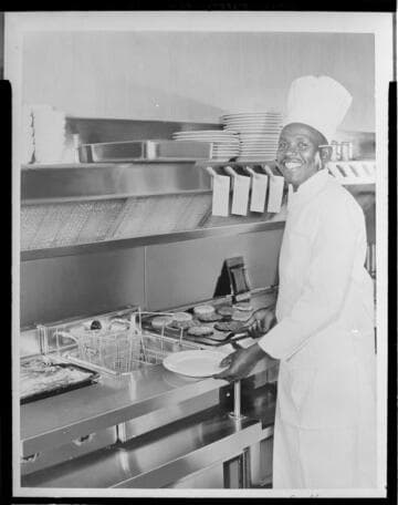 Chef working grill