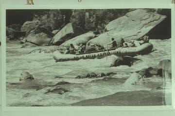 Hatch Pontoon in Triplet Rapid. Dinosaur National Monument. The man in the stern is inviting troubles