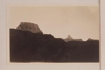 Sumner Butte; Zoroaster Temple; Bradley Point. From trail near river