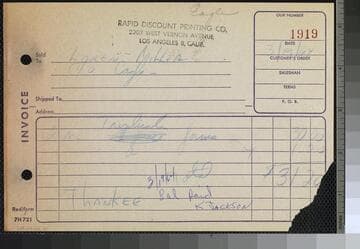 Invoice for Miller